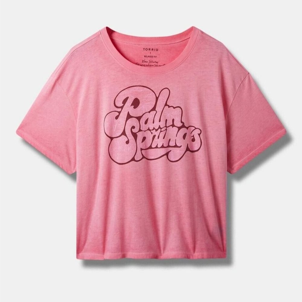 1X Torrid Pink Palm Springs California T-Shirt Tee 14-16 Plus